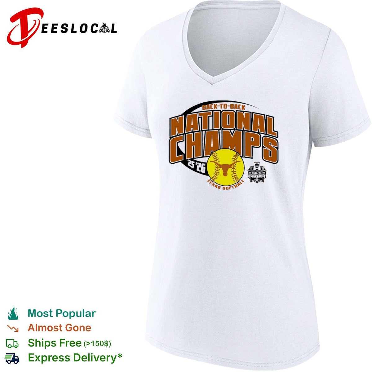 Texas Longhorns Softball Back to Back National Champs 2026 NCAA World Series shirt Unisex