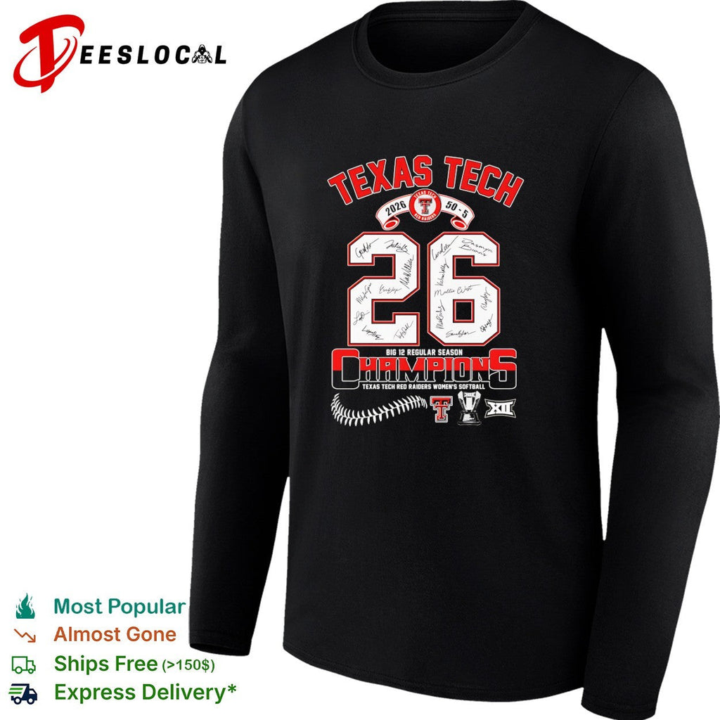 Texas Tech Red Raiders 2026 Big 12 Regular Season Champions Softball shirt Unisex