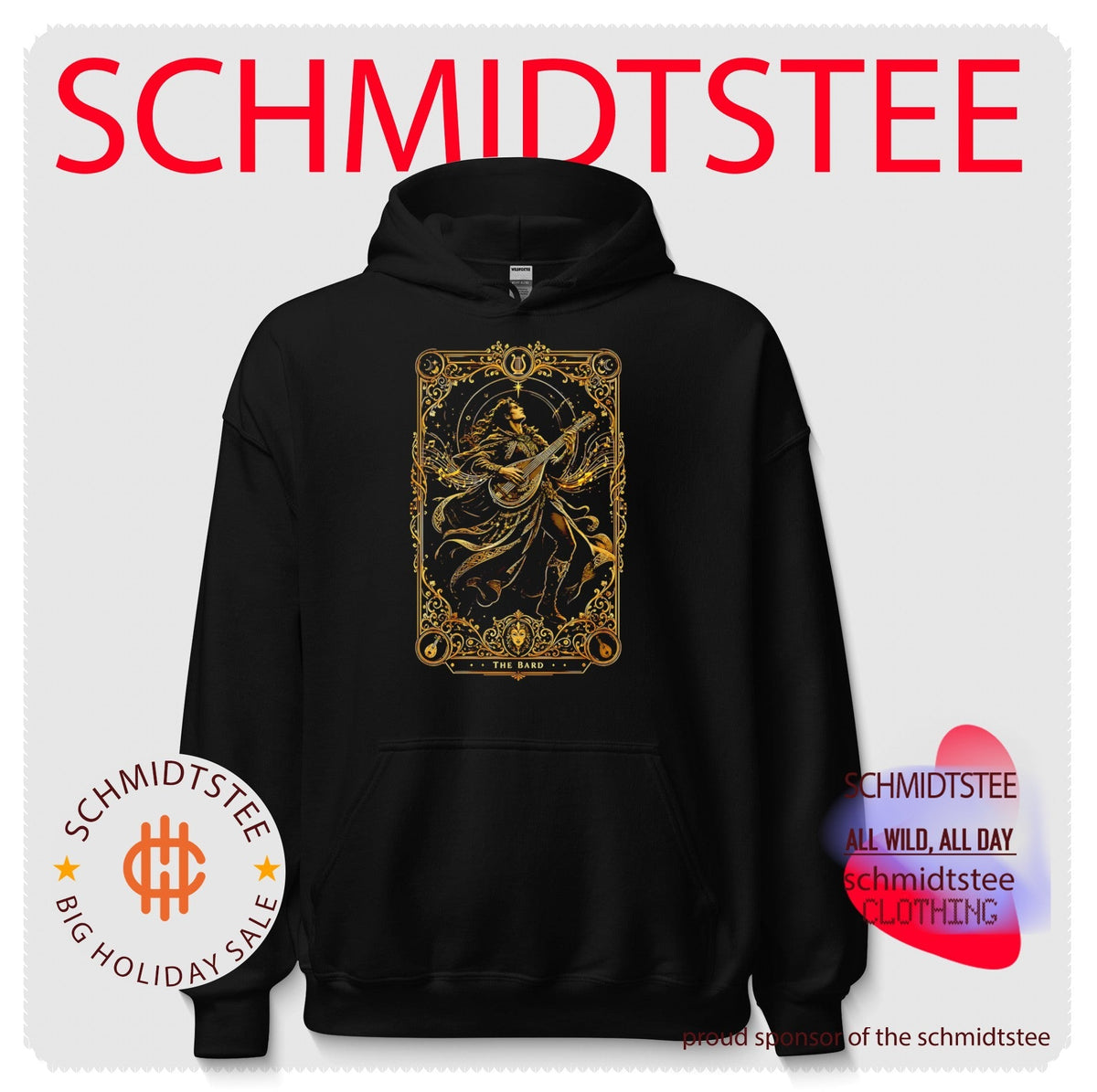 The Bard Tarot Card Fantasy Musician lute player shirt Unisex