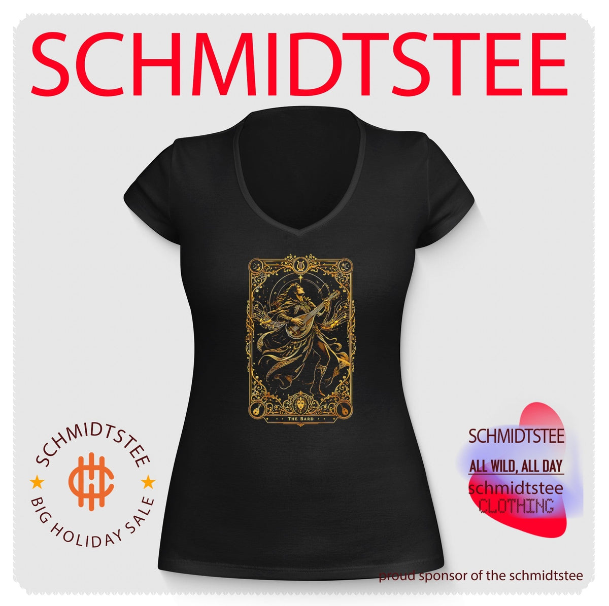 The Bard Tarot Card Fantasy Musician lute player shirt Unisex