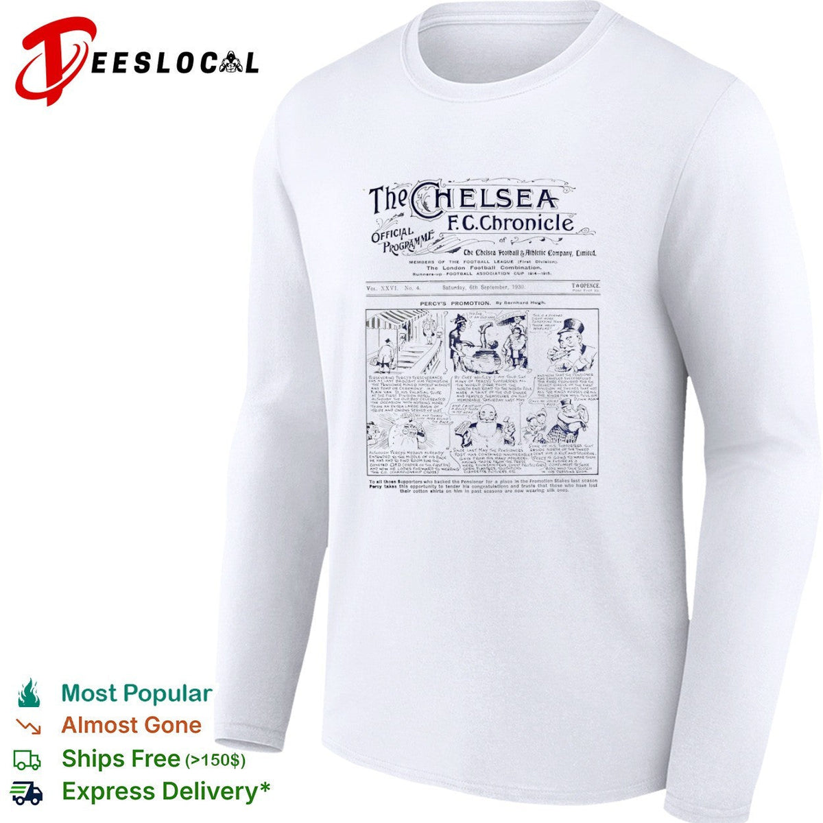 The Chelsea FC Chronicle 1930 Percys Promotion Football shirt Unisex