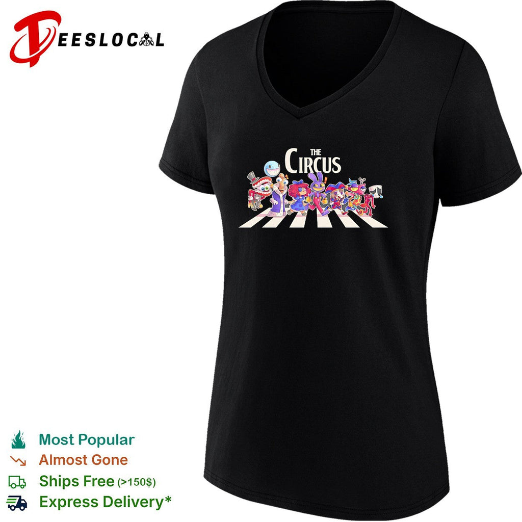 The Circus characters from The Amazing Digital Circus crossing road shirt Unisex