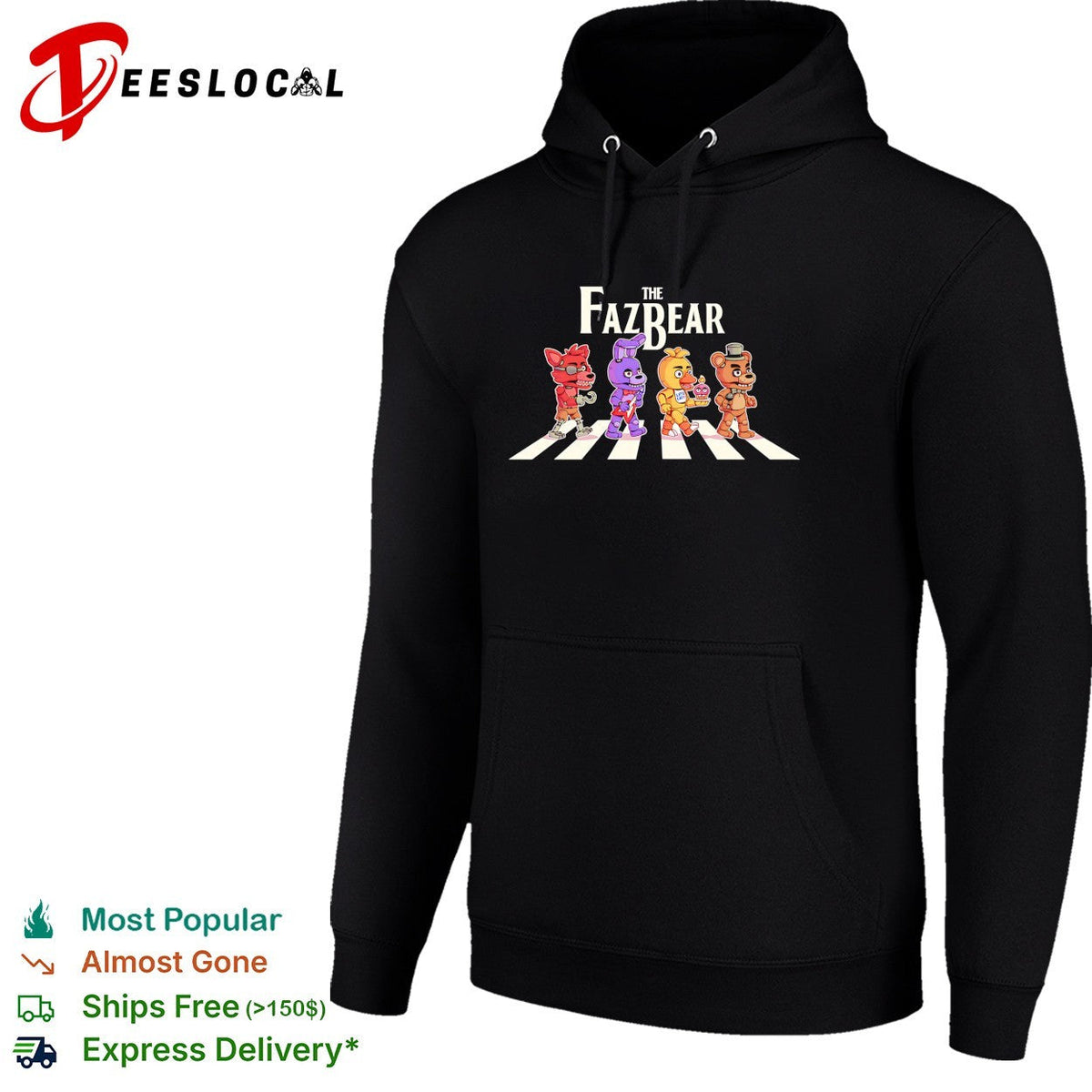 The Fazbear Foxy Bonnie Chica and Freddy crossing road shirt Unisex