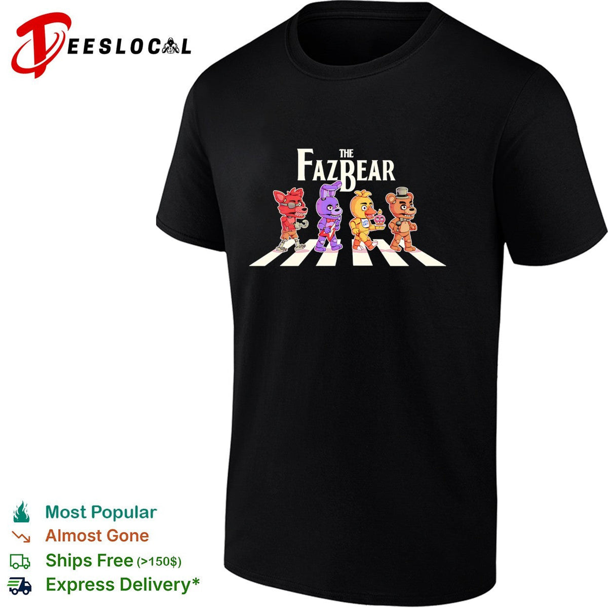 The Fazbear Foxy Bonnie Chica and Freddy crossing road shirt Unisex