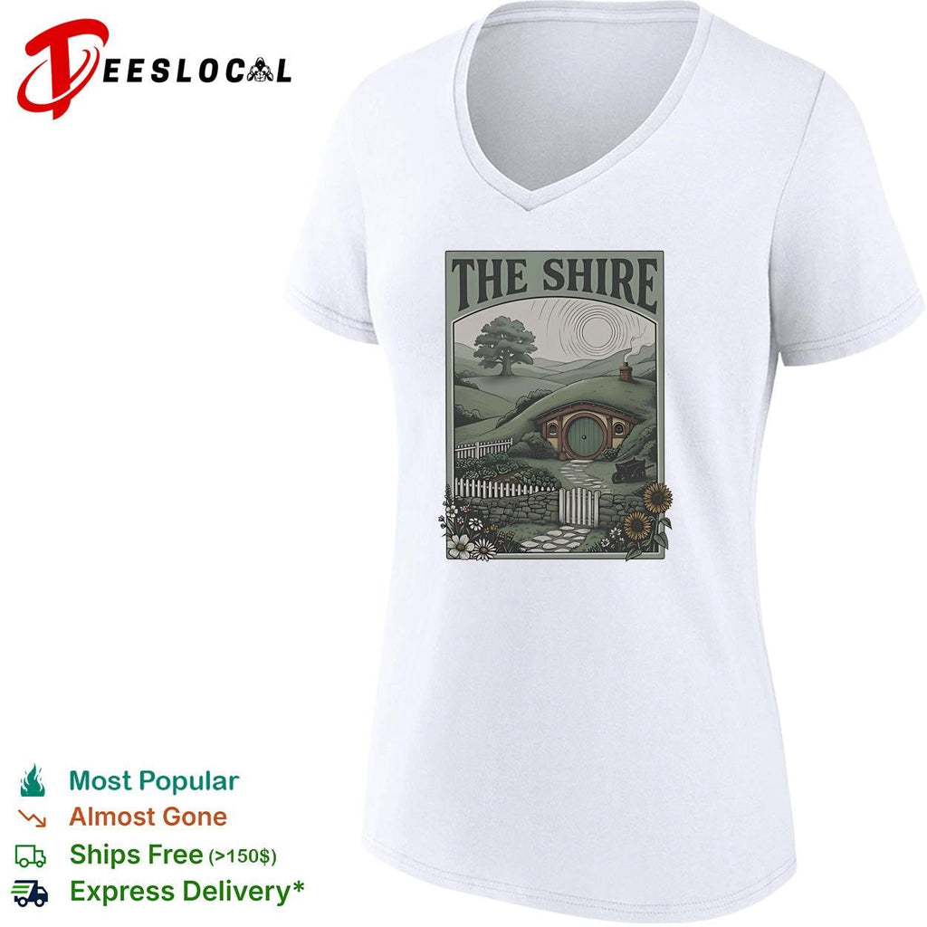 The Shire Hobbit Hole illustration shirt. Unisex