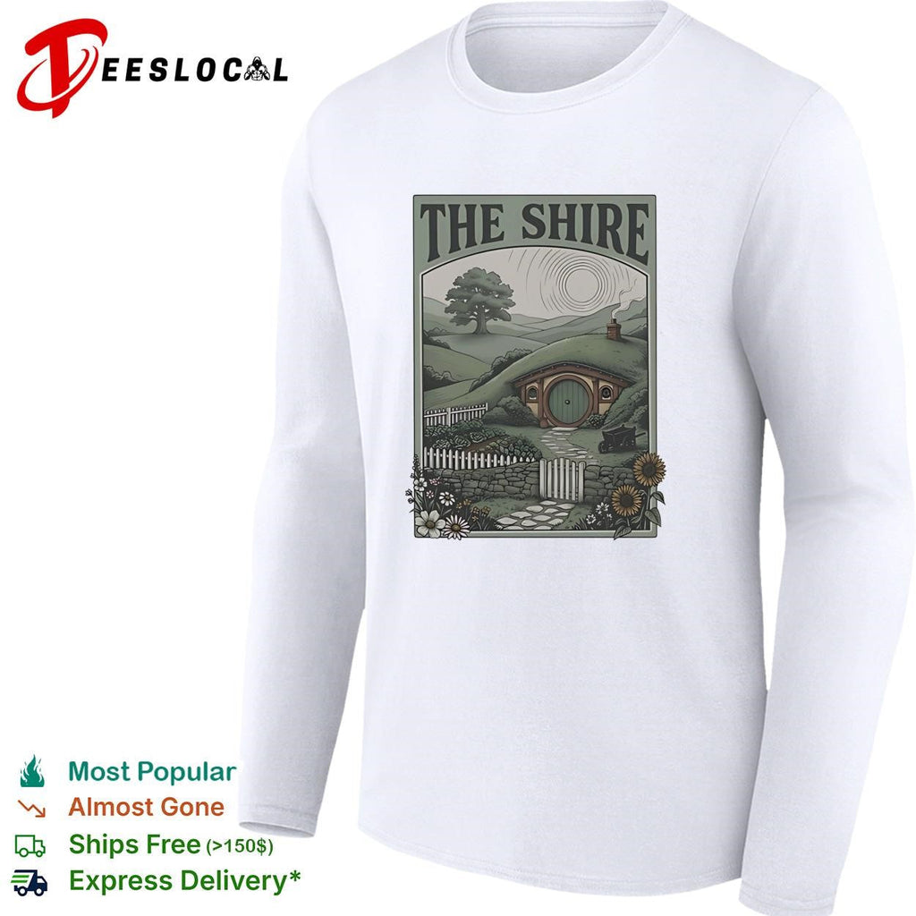 The Shire Hobbit Hole illustration shirt. Unisex