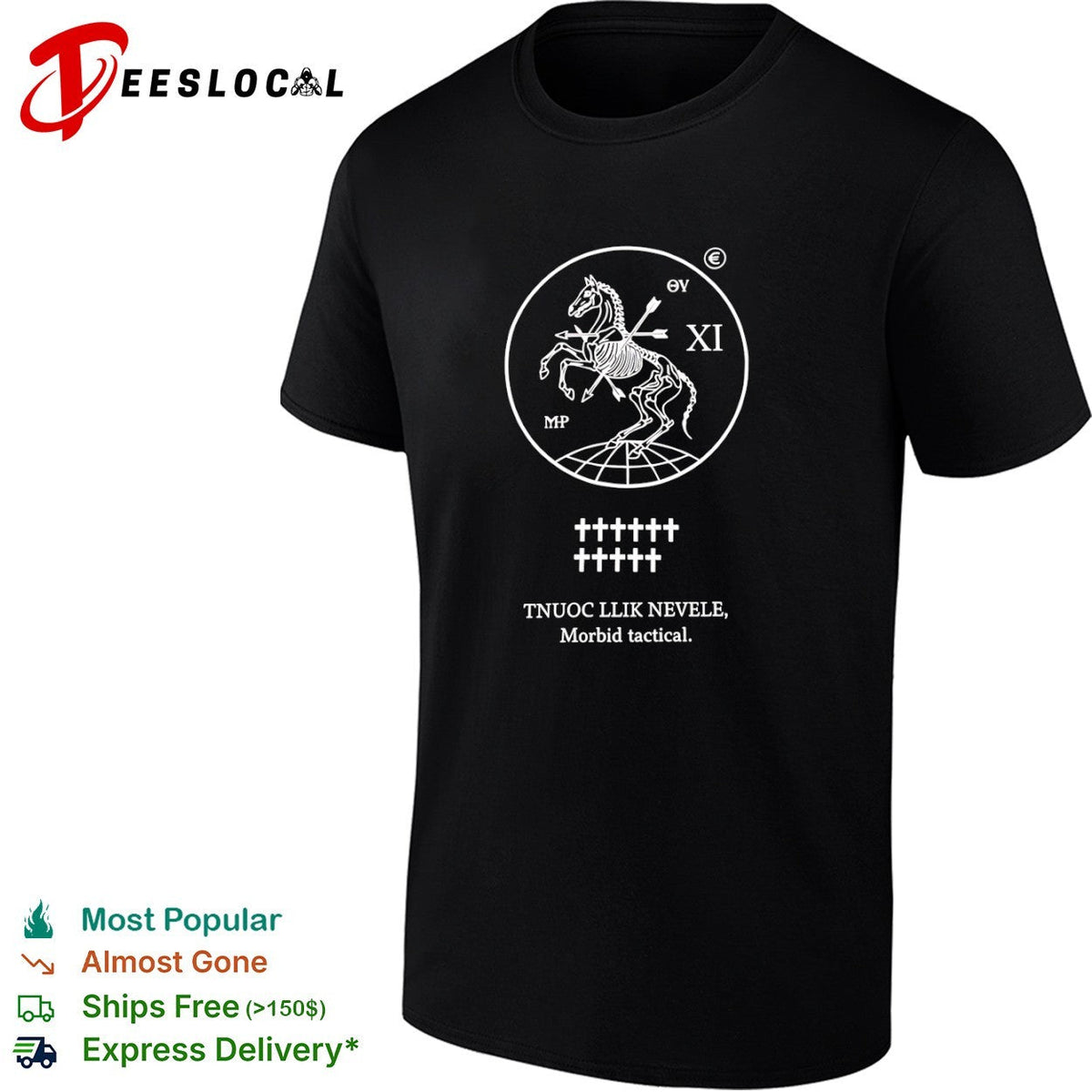 Tnuoc Llik Nevele Morbid Tactical Skeletal Horse XI Shirt Unisex