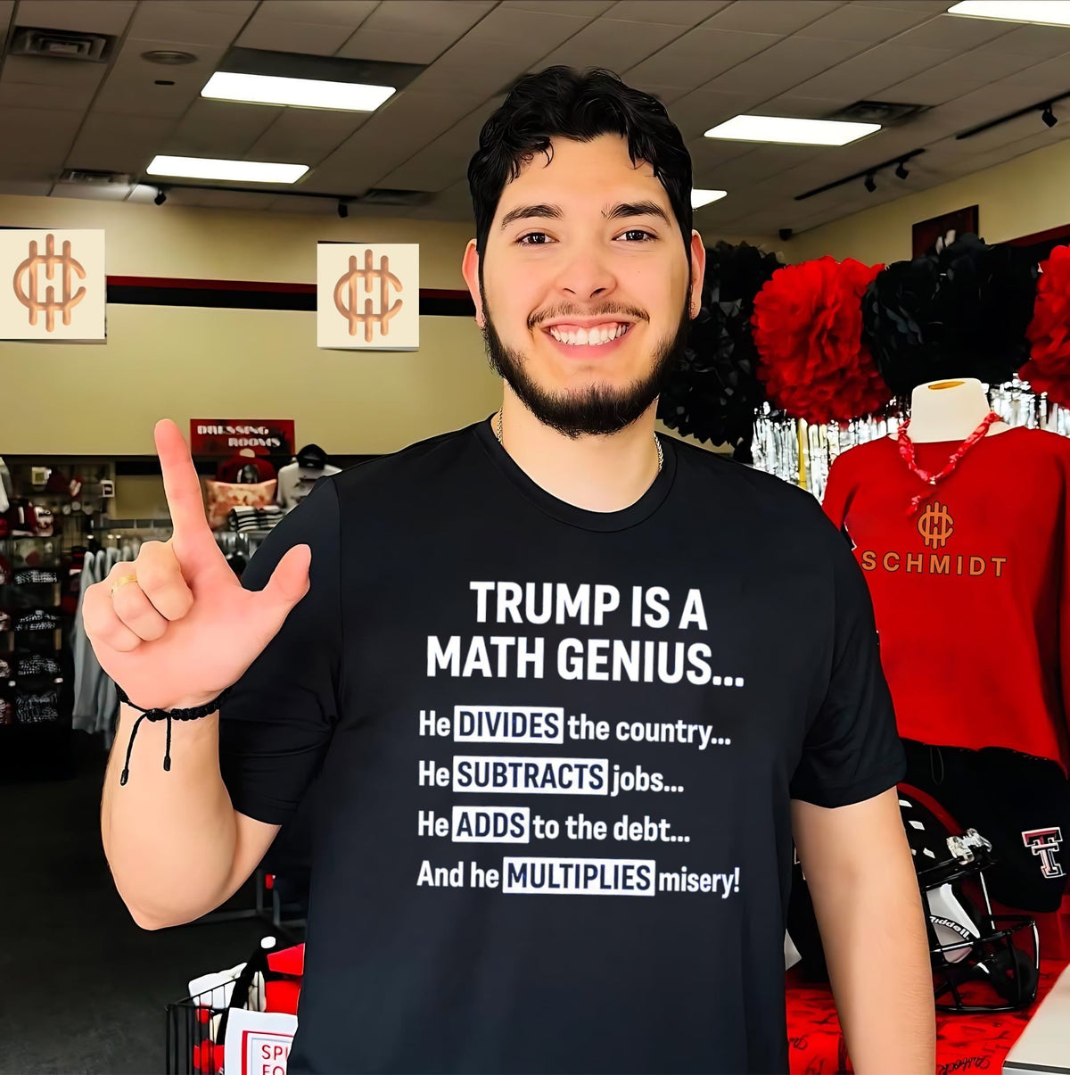 Trump Is a Math Genius Divides Subtracts Adds and Multiplies Misery shirt Unisex