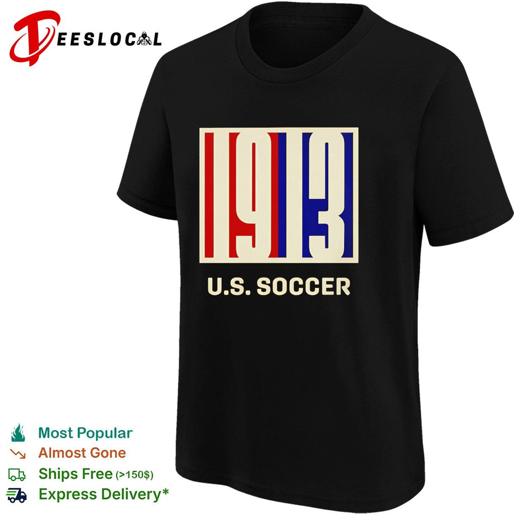 US Soccer 1913 vintage badge design bold lettering graphic shirt Unisex