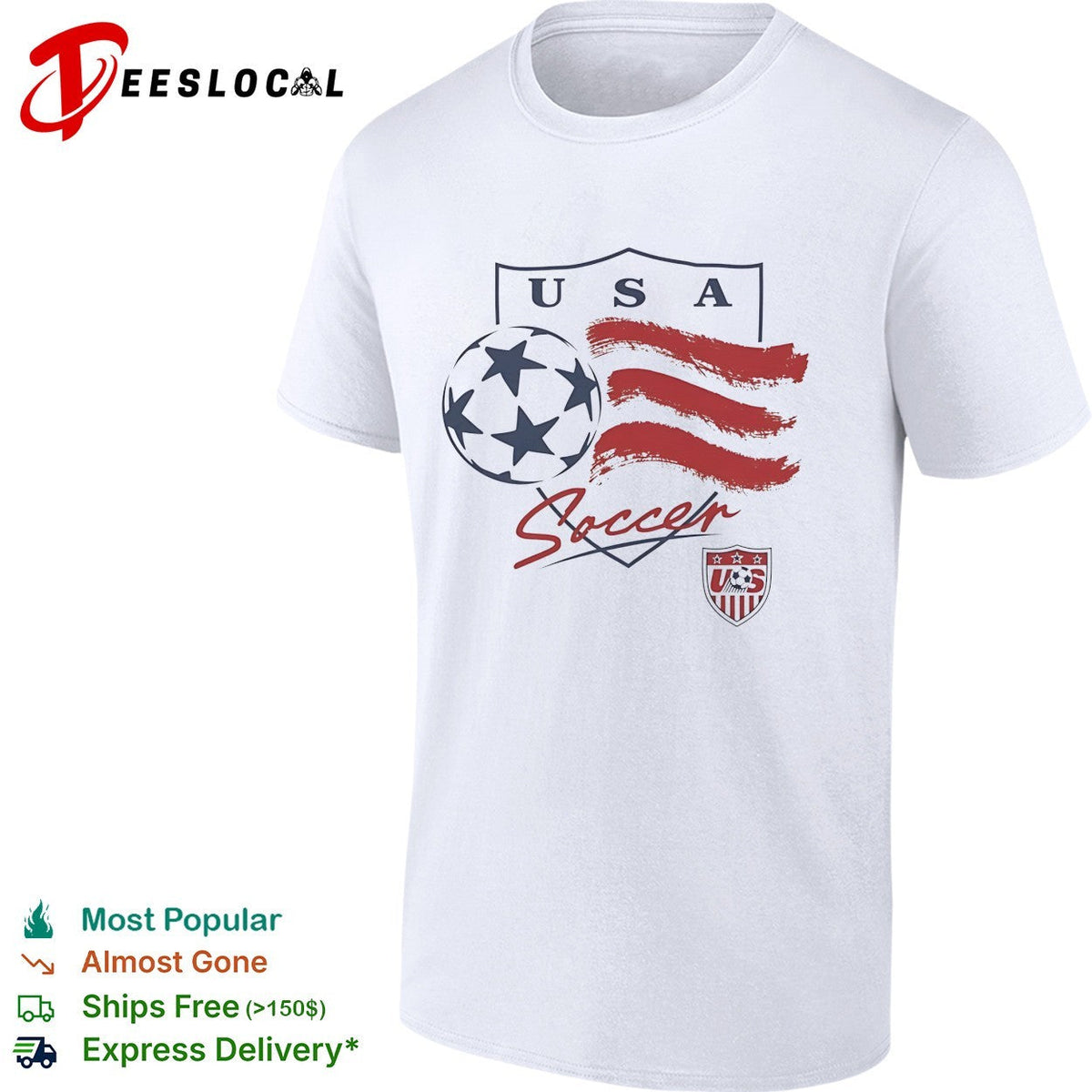 USA Soccer Star Ball and Brush Stroke Shield Logo National Team United States shirt Unisex