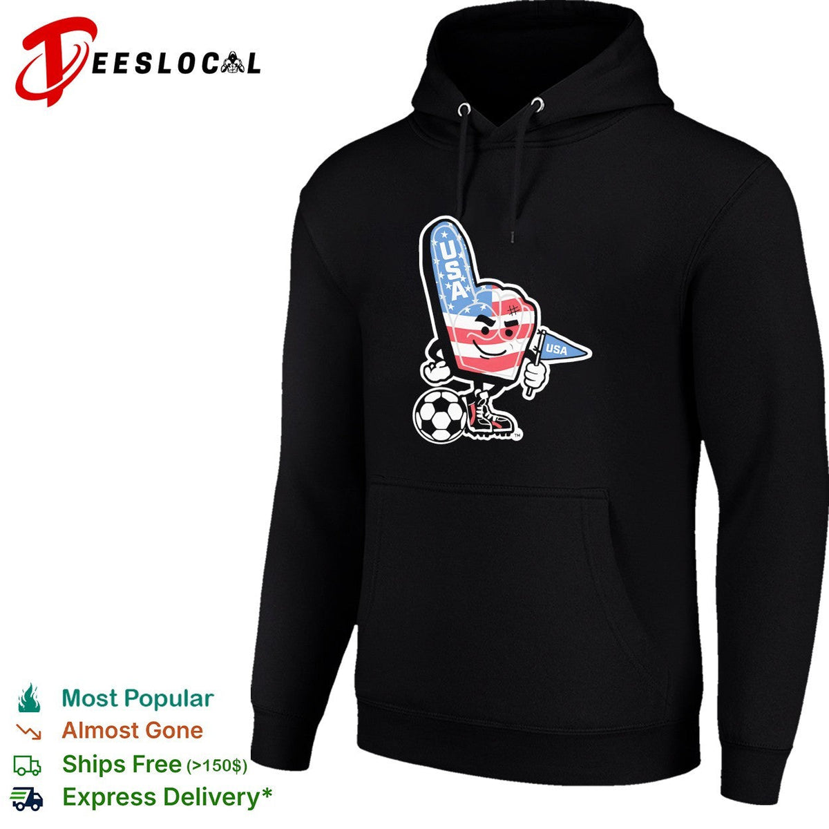 USA foam finger soccer mascot patriotic fan World Cup shirt Unisex