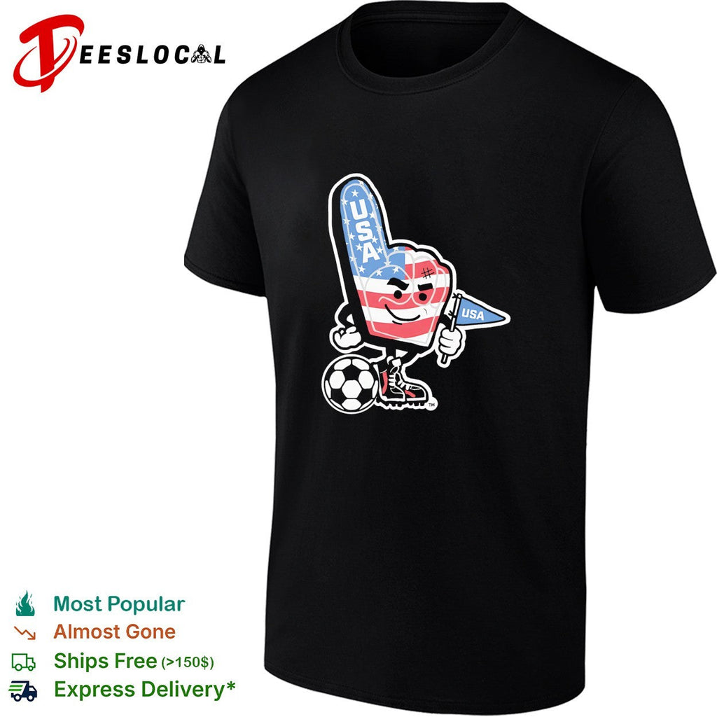 USA foam finger soccer mascot patriotic fan World Cup shirt Unisex
