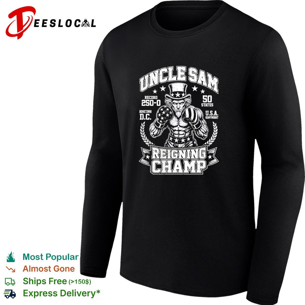Uncle Sam reigning champ 250 0 50 states boxing graphic shirt Unisex