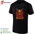 Undefeated demon skull with wings and red roses dark fantasy illustration graphic shirt Unisex