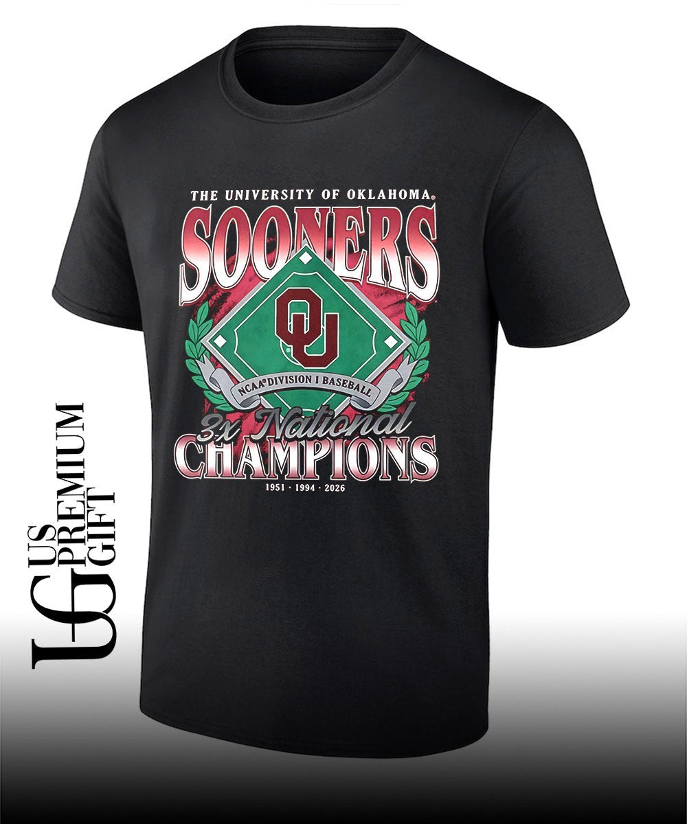 University of Oklahoma Sooners NCAA Division I Baseball 3X National Champions shirt Unisex