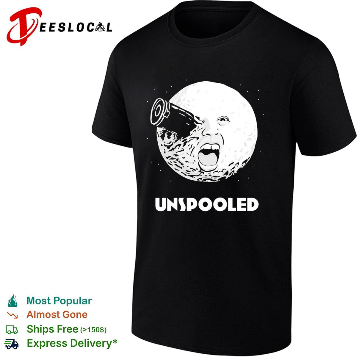 Unspooled A Trip to the Moon Georges Melies Iconic Cinema Film Movie Parody shirt Unisex