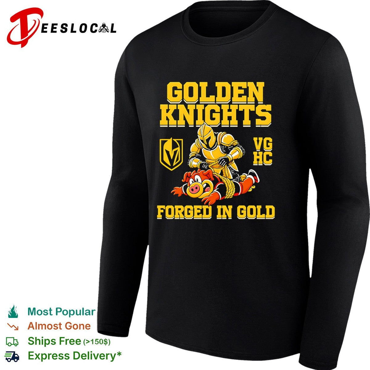 Vegas Golden Knights VG HC forged in gold wrestling pig shirt Unisex