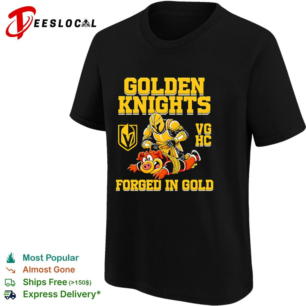 Vegas Golden Knights VG HC forged in gold wrestling pig shirt Unisex