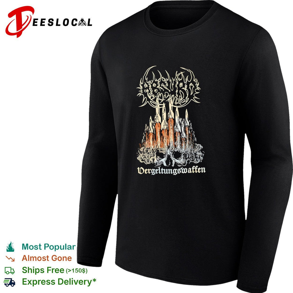 Vergeltungswaffen V2 Rocket Skull Metal Band Logo Black Heavy Metal Concert shirt Unisex