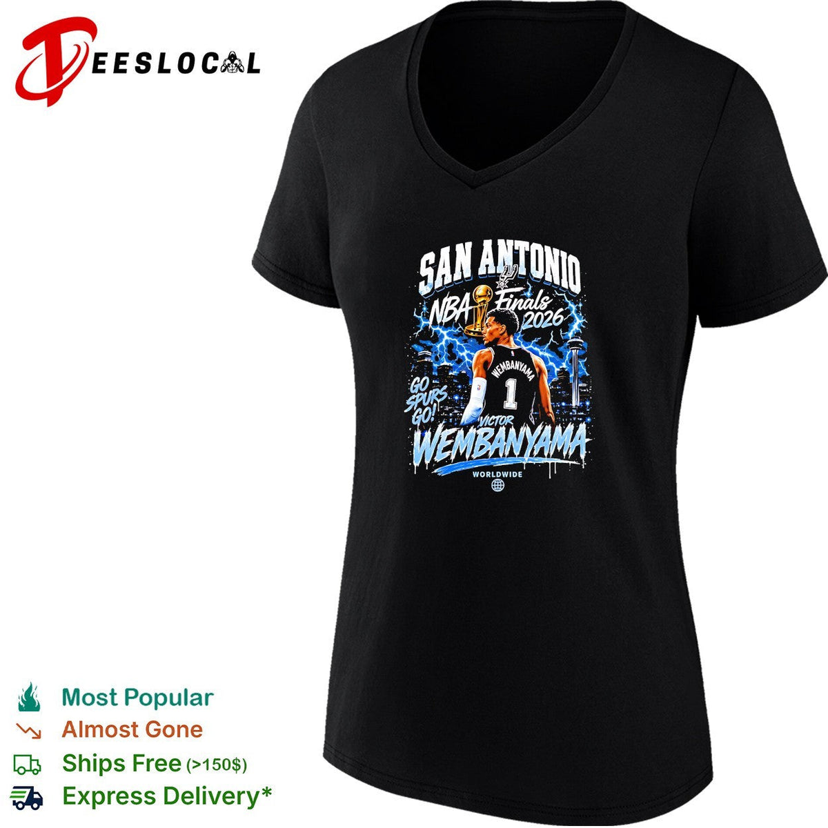 Victor Wembanyama San Antonio Spurs Basketball NBA Finals 2026 lightning graphic shirt Unisex