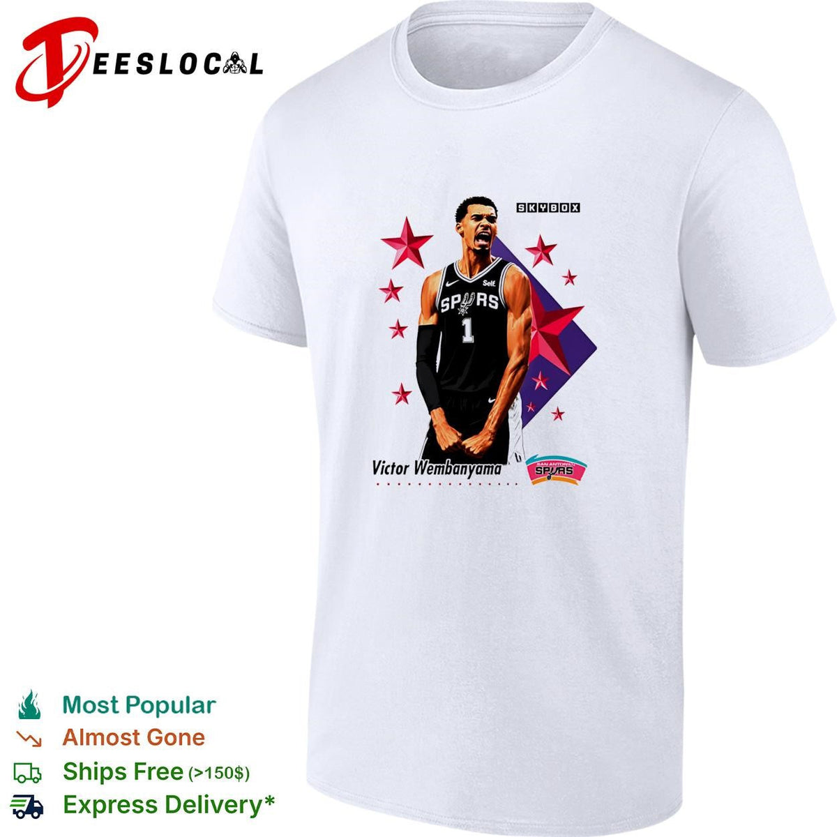Victor Wembanyama San Antonio Spurs Skybox Vintage Retro Basketball shirt Unisex