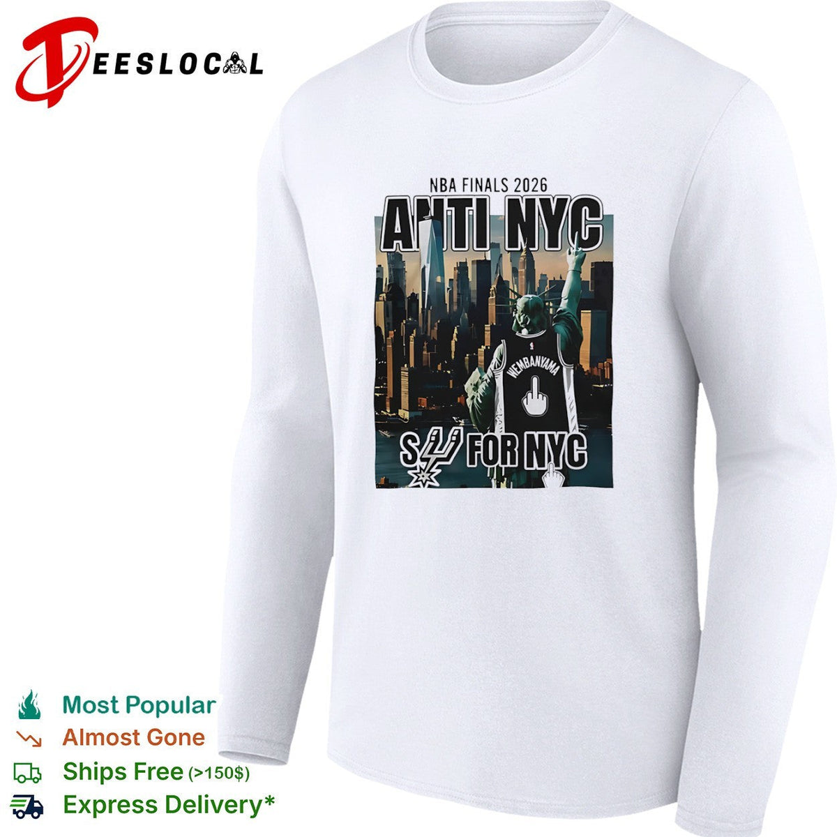 Victor Wembanyama San Antonio Spurs middle finger NBA Finals 2026 anti NYC for shirt Unisex