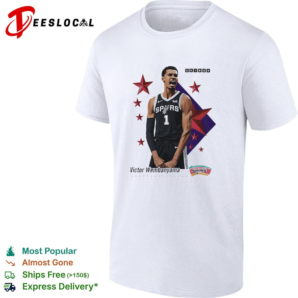 Victor Wembanyama San Antonio Spurs red stars Skybox shirt Unisex