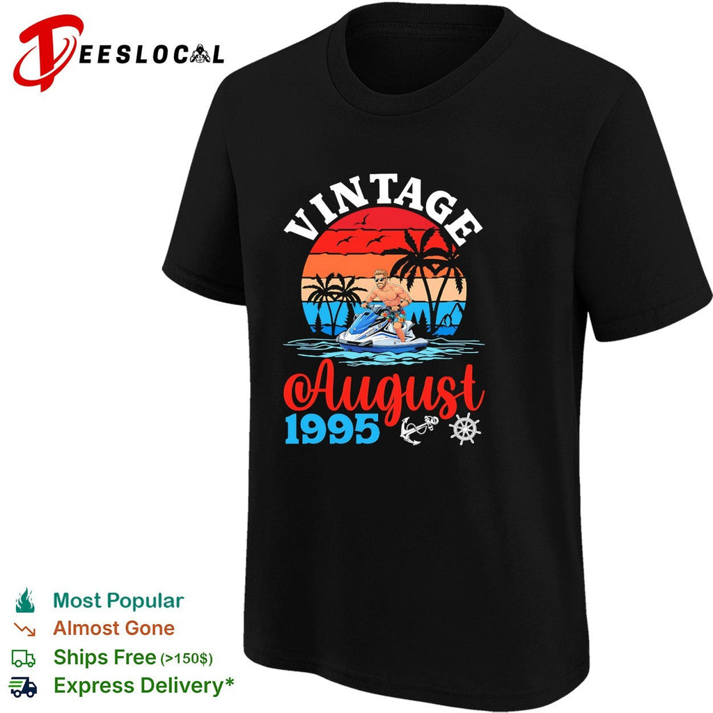 Vintage August 1995 Jet Ski Watercraft Tropical Sunset Ocean Beach Summer shirt Unisex