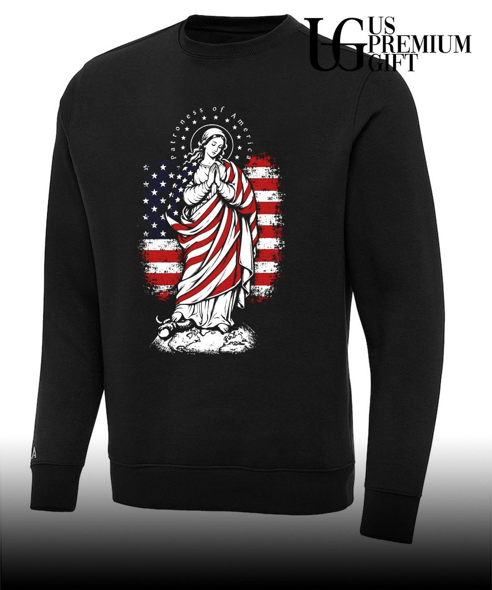 Virgin Mary Patroness of America Flag Earth Snake Religious Catholic Devotional shirt Unisex