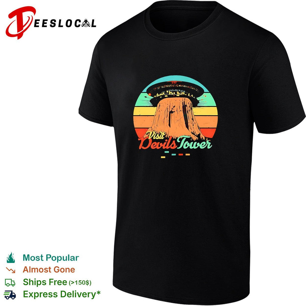 Visit Devils Tower UFO retro shirt Unisex
