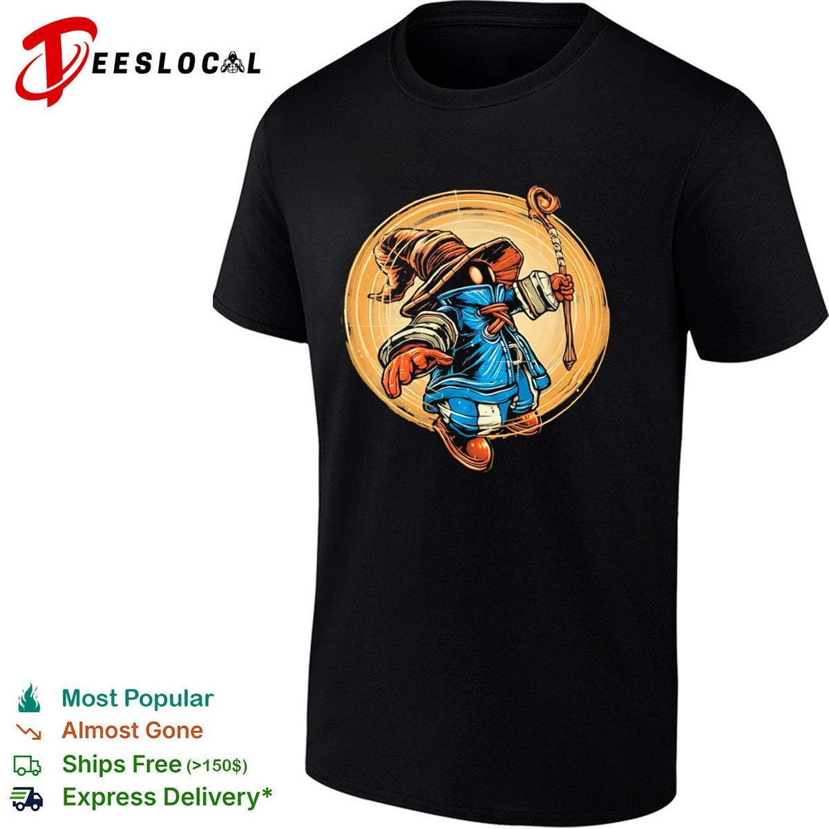 Vivi Ornitier Final Fantasy Magic Staff Wizard Fantasy Character shirt Unisex