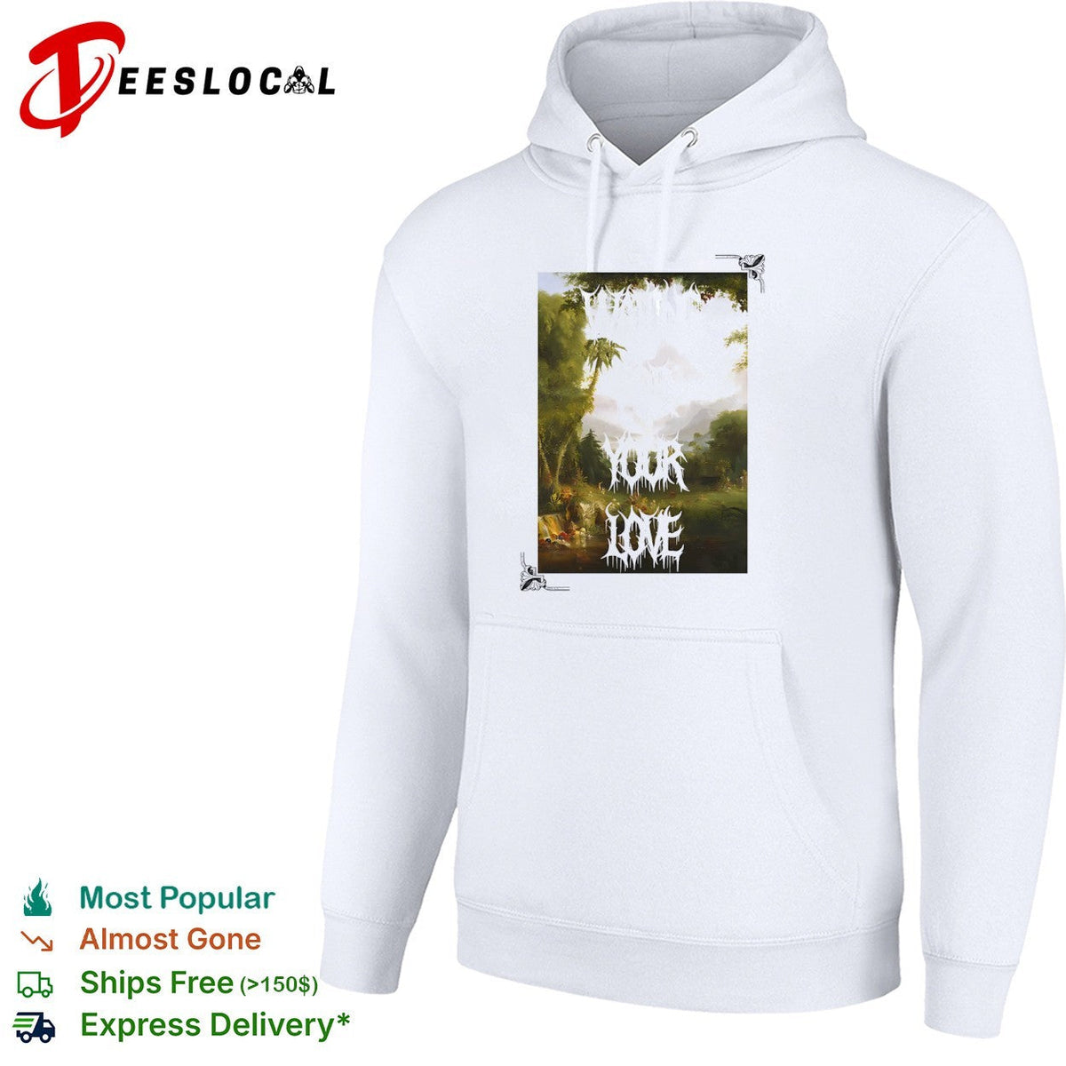Waiting for your love Romantic Nature Landscape Painting Death Metal Font shirt Unisex