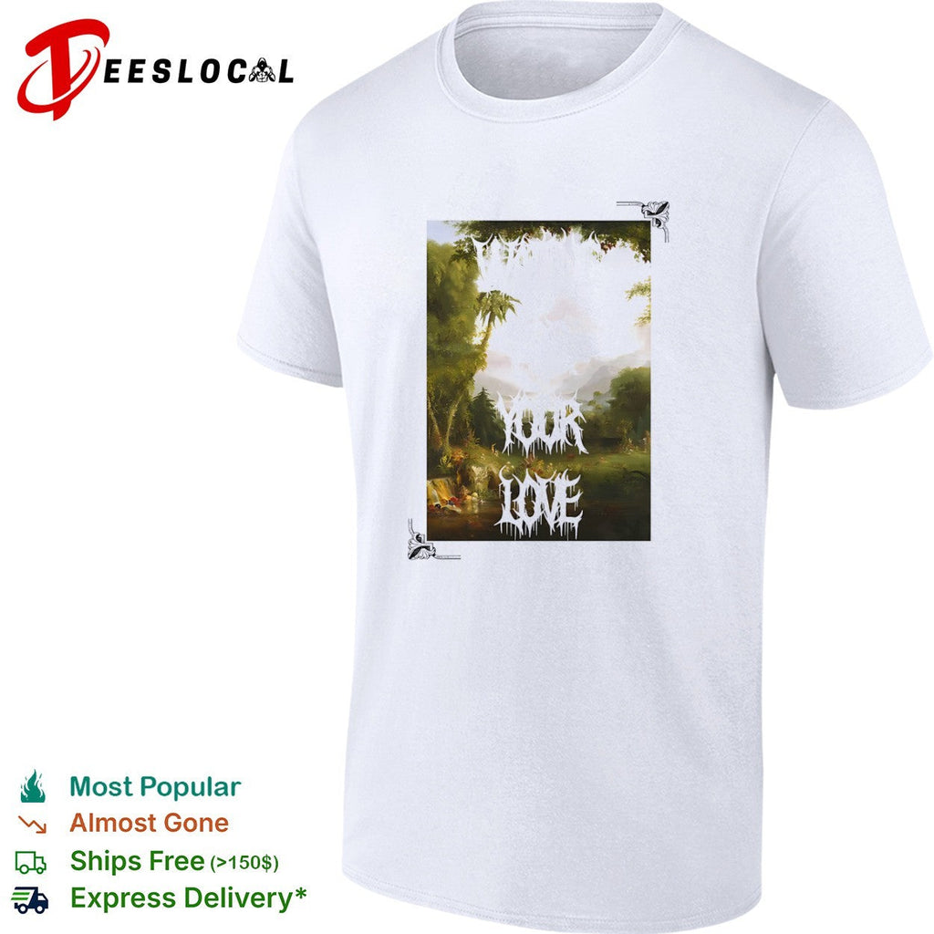 Waiting for your love Romantic Nature Landscape Painting Death Metal Font shirt Unisex