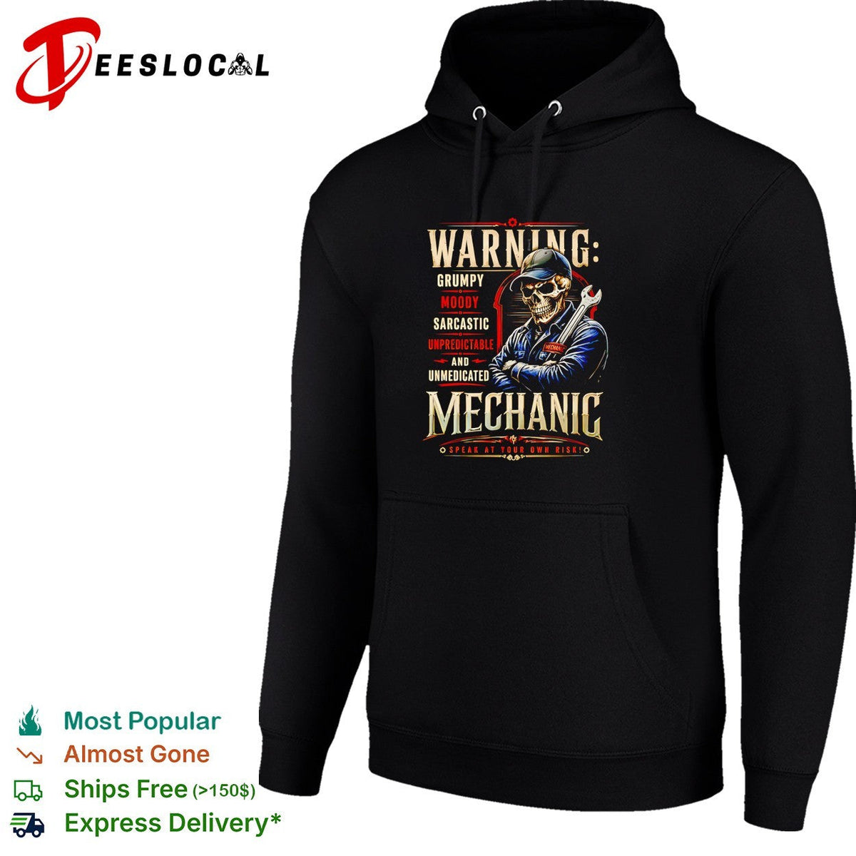 Warning grumpy moody sarcastic unpredictable and unmedicated mechanic speak at your own risk shirt