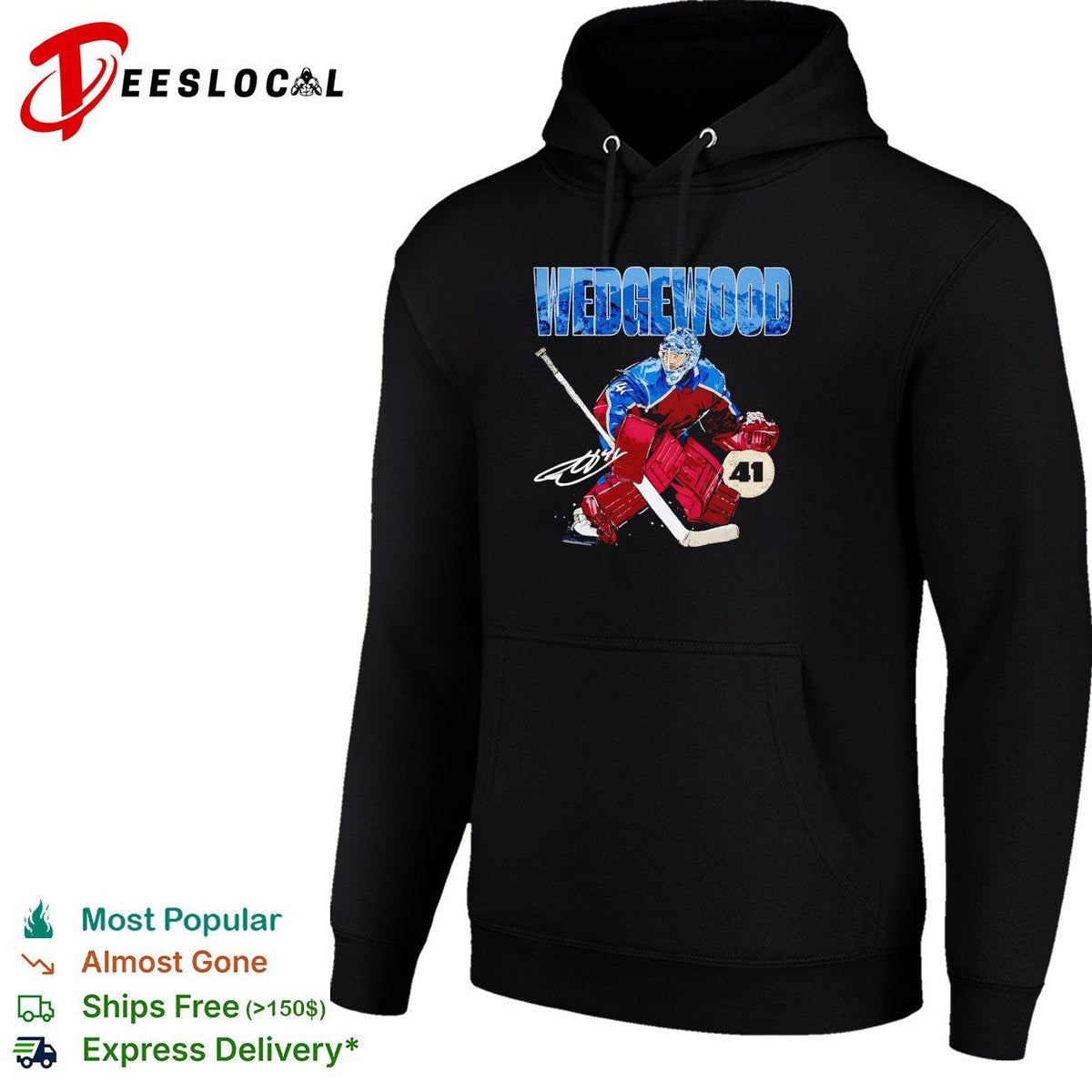 Wedgewood Colorado Avalanche goalie number 41 hockey illustration shirt Unisex