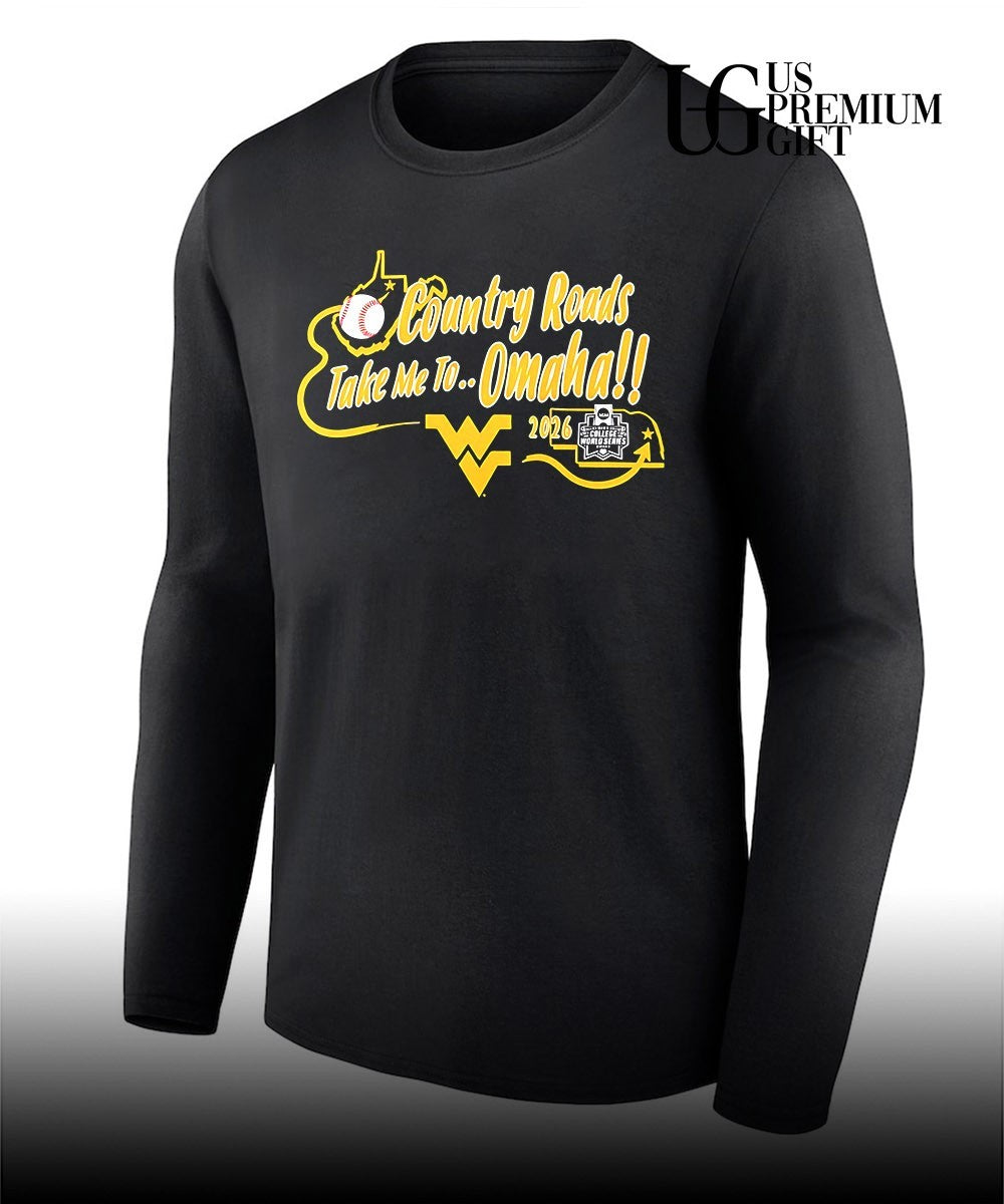 West Virginia Mountaineers Country Roads Take Me to Omaha 2026 College World Series shirt Unisex