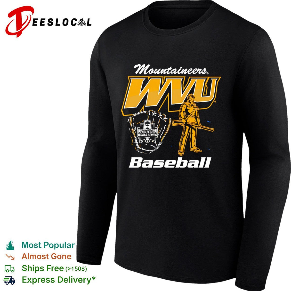 West Virginia Mountaineers University 2026 Mens College World Series Baseball shirt Unisex