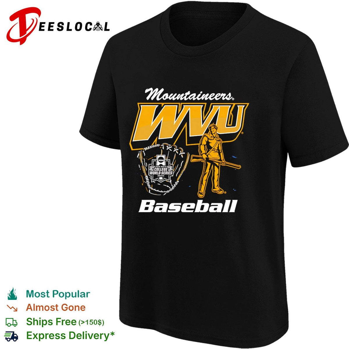 West Virginia Mountaineers University 2026 Mens College World Series Baseball shirt Unisex