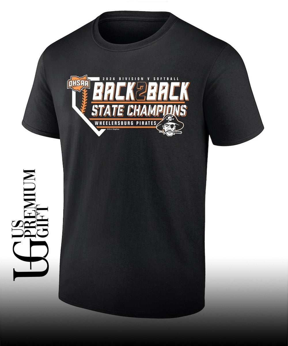 Wheelersburg Pirates 2026 OHSAA Division V Softball Back2Back State Champions shirt Unisex