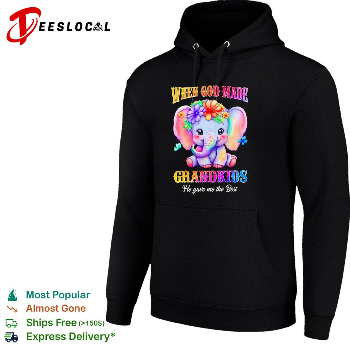 When God Made Grandkids He gave me the Best cute elephant floral rainbow shirt Unisex