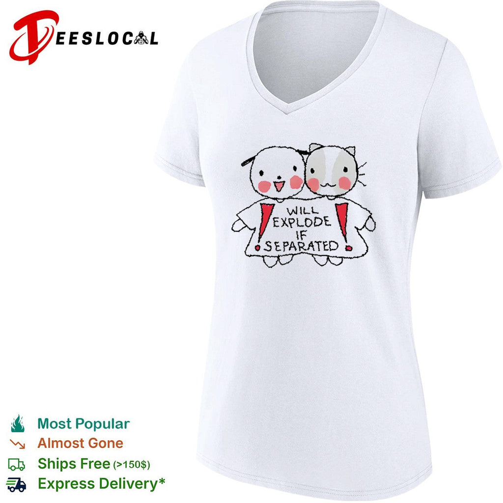 Will explode if separated cute dog and cat pairing print on a high quality shirt Unisex