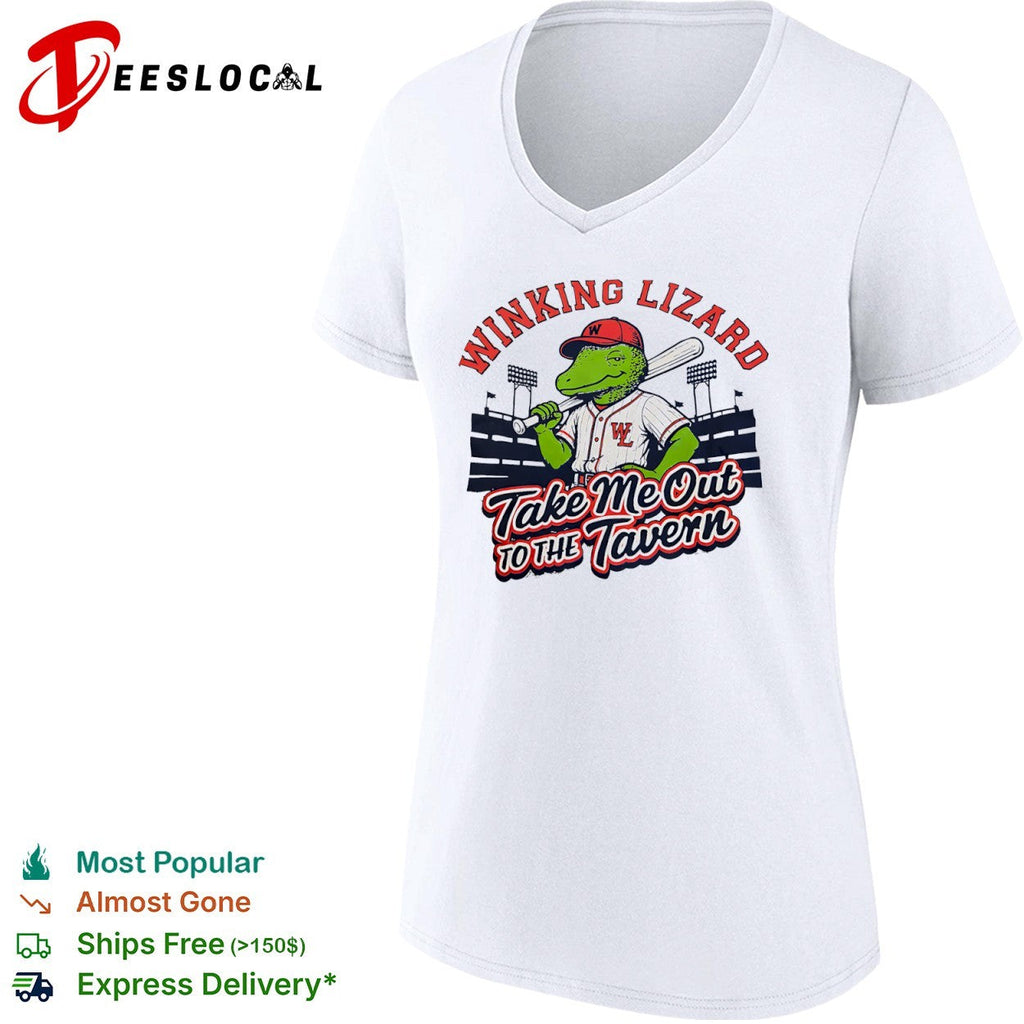 Winking Lizard take me out to the tavern baseball lizard shirt Unisex