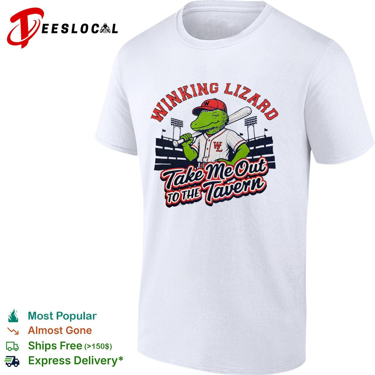 Winking Lizard take me out to the tavern baseball lizard shirt Unisex