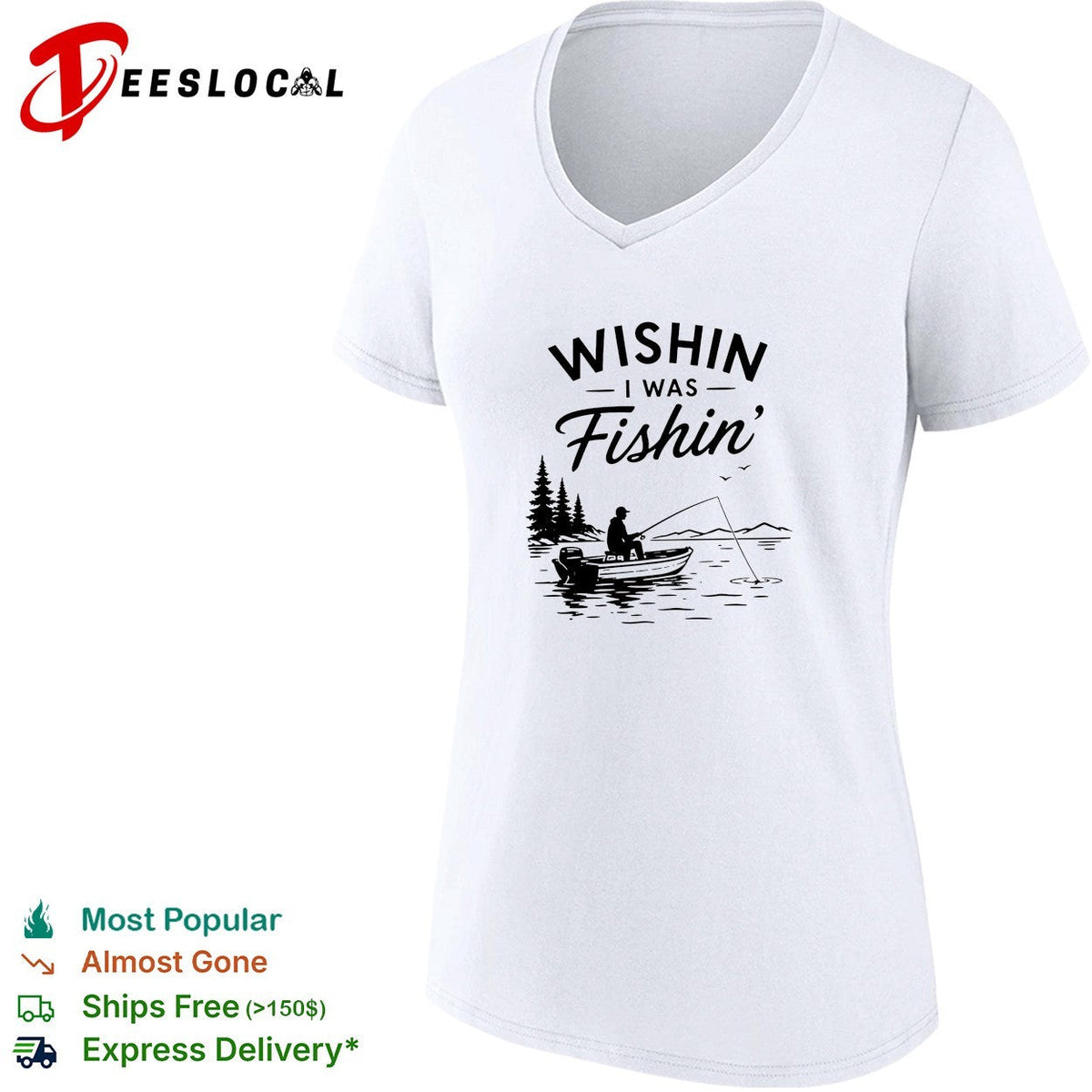 Wishin I was fishin’ alone shirt Unisex
