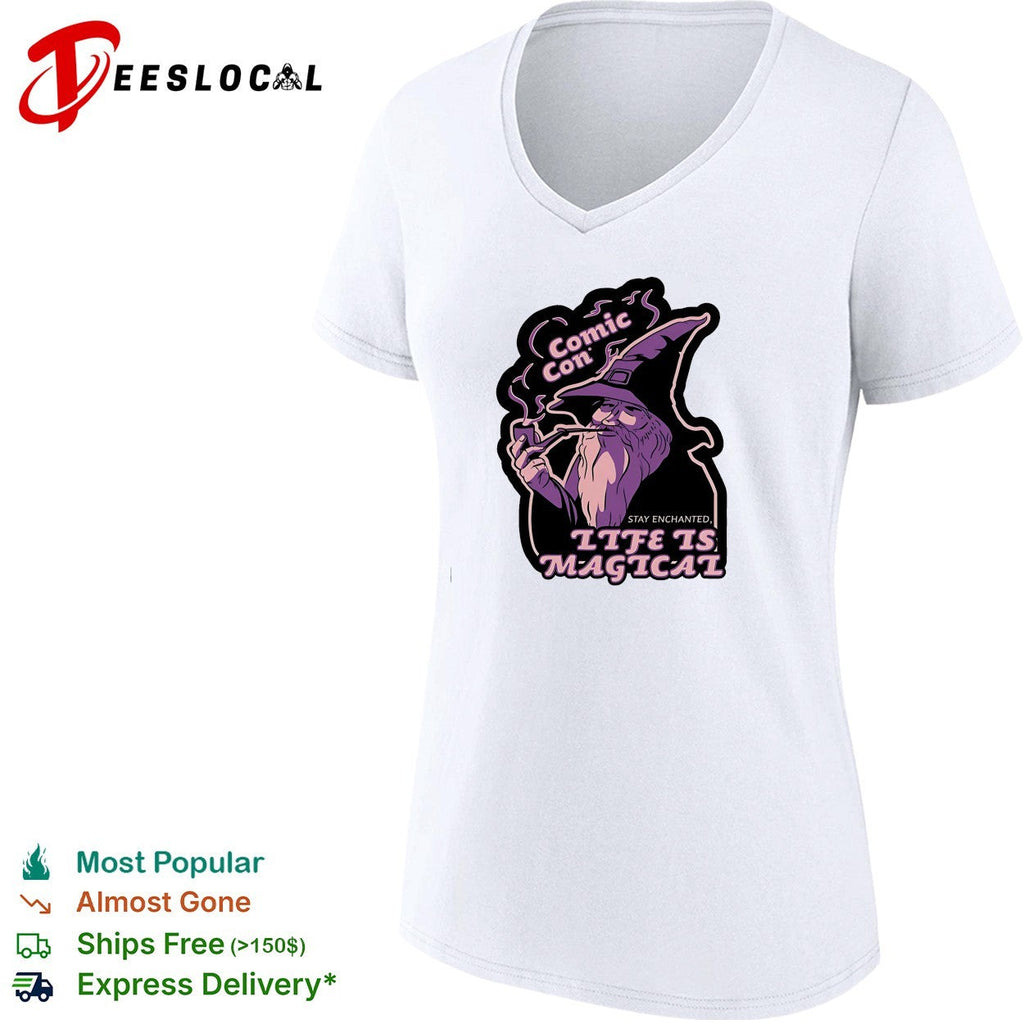 Wizard smoking pipe comic con life is magical shirt Unisex