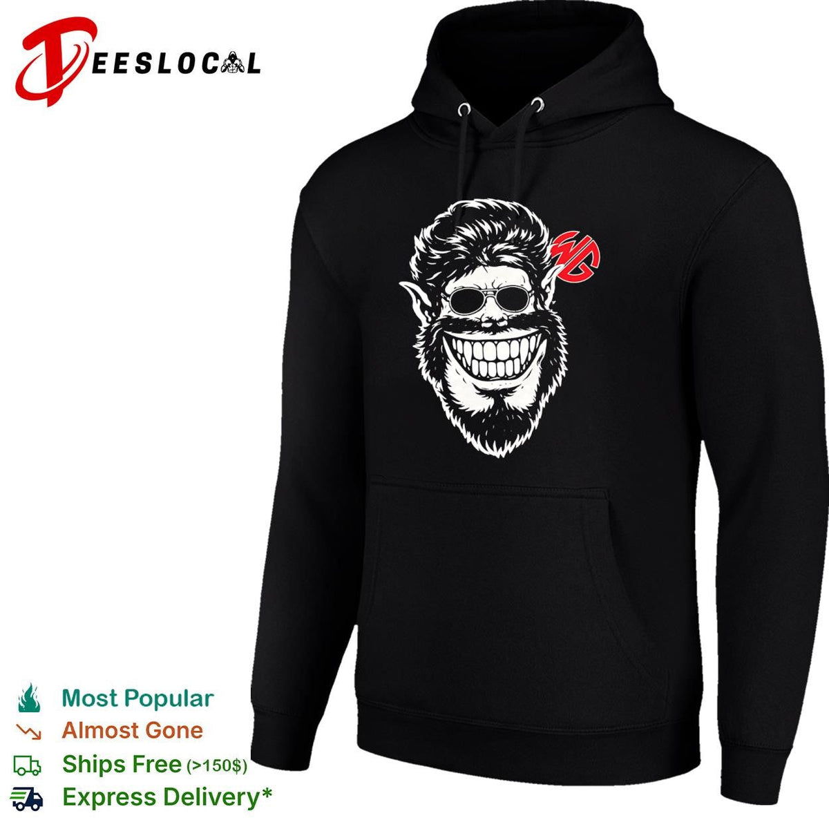 Wolfman grinning werewolf head with sunglasses classic horror monster shirt Unisex