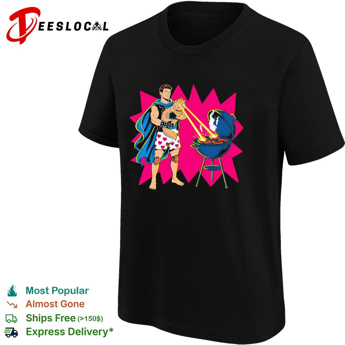 Woot superhero laser cat BBQ shirt Unisex