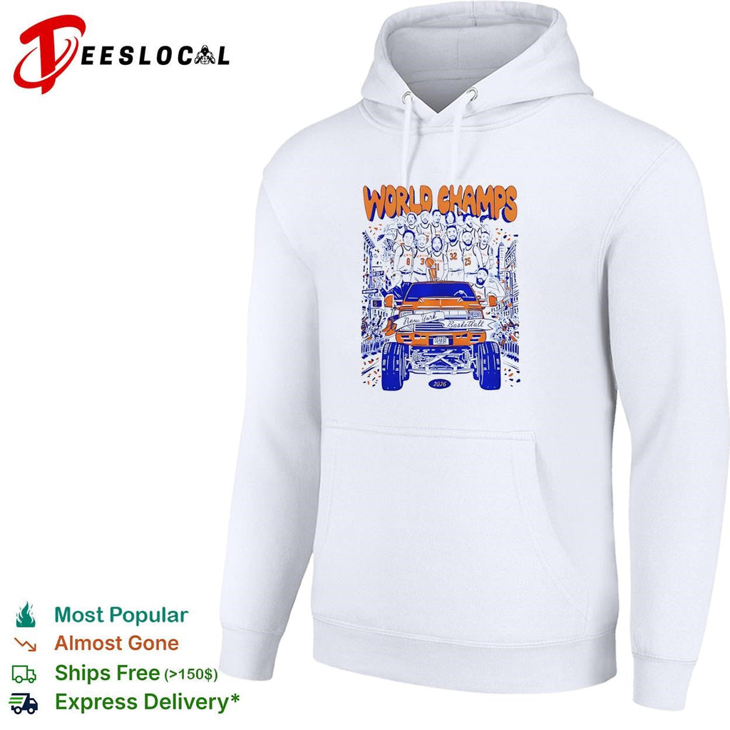 World champs New York basketball victory parade pickup truck illustration poster shirt Unisex