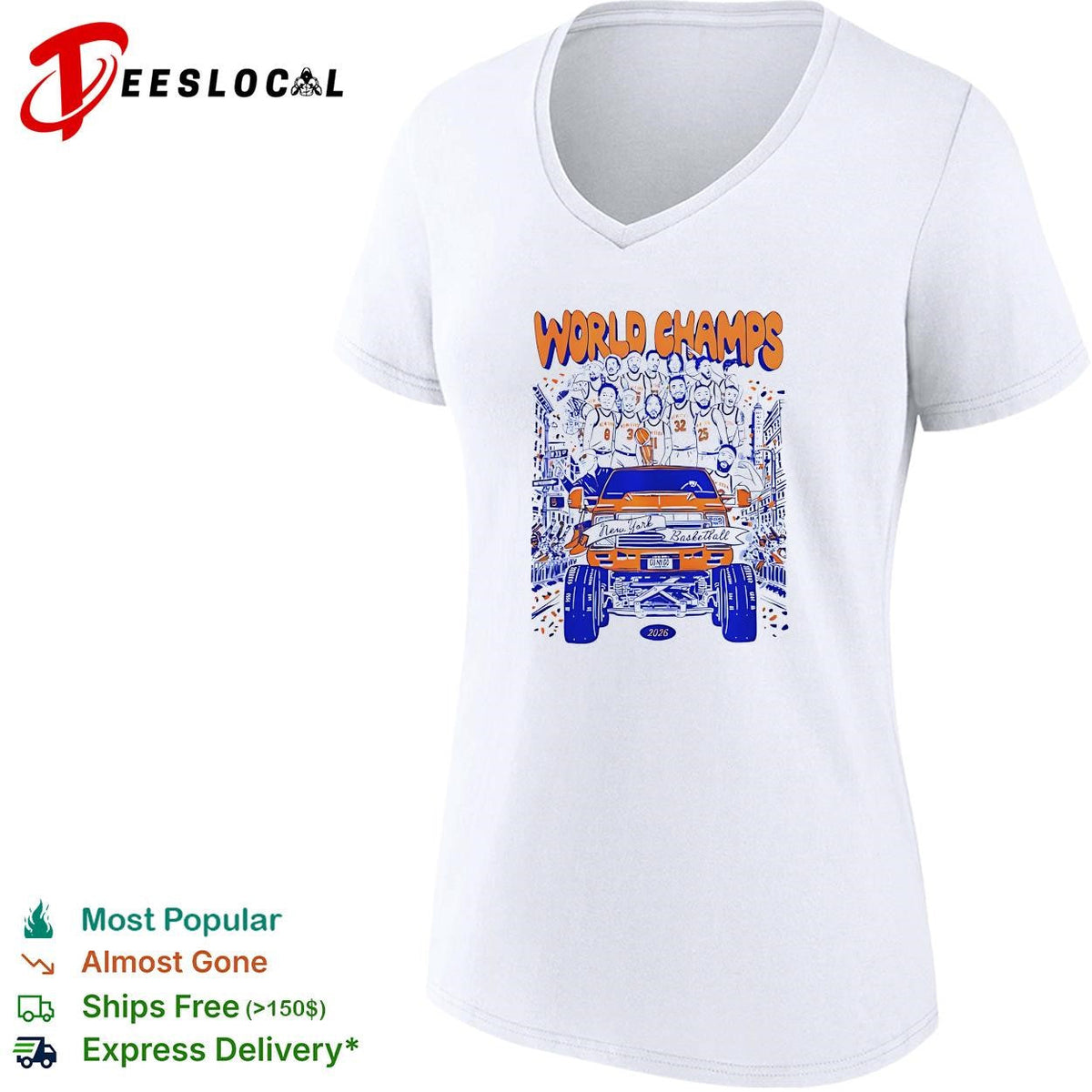 World champs New York basketball victory parade pickup truck illustration poster shirt Unisex