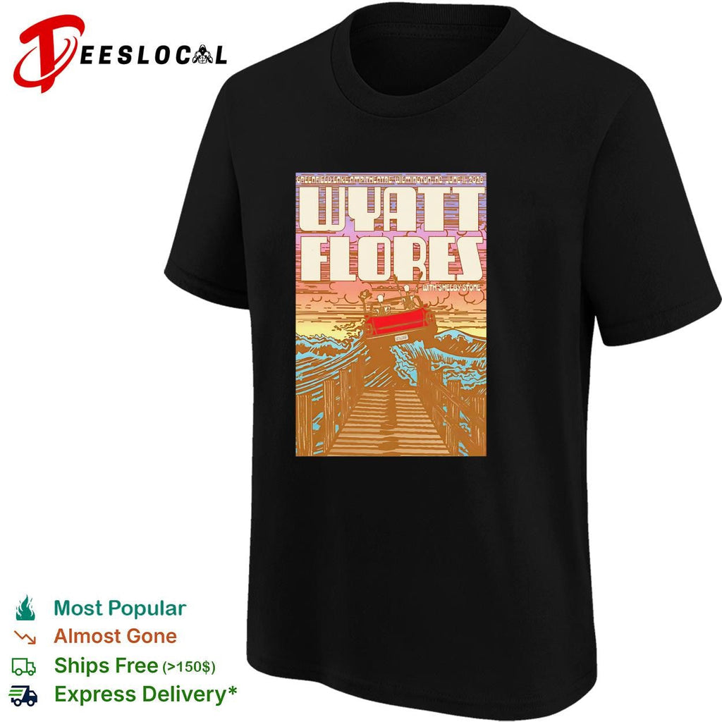 Wyatt Flores stormy sea boat dock concert poster art shirt Unisex